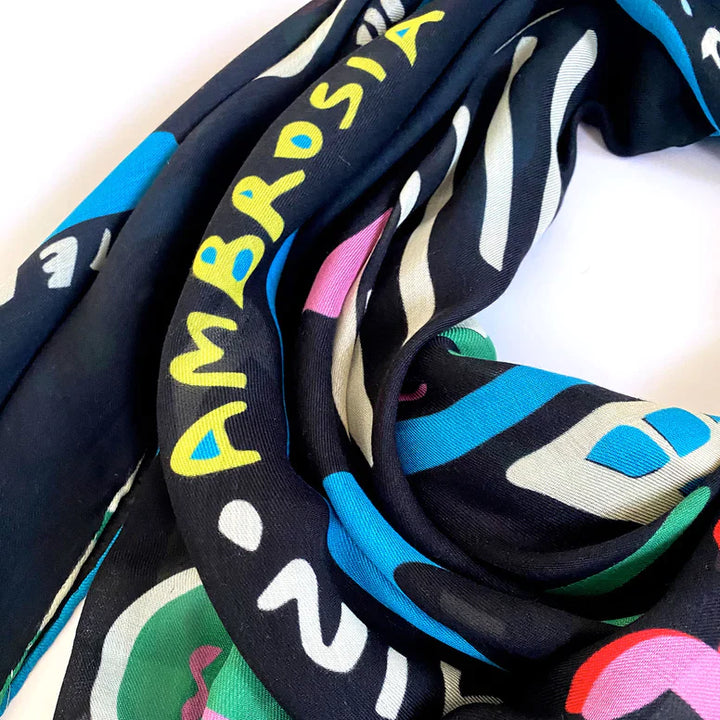 Fountain Black Cashmere Blend Scarf