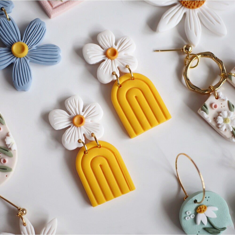 Yellow Flowery Rainbow Earring