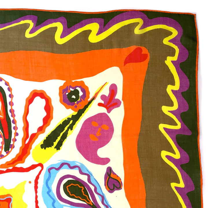 Paisley Khaki Wool Scarf
