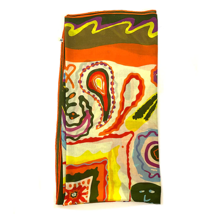 Paisley Khaki Wool Scarf