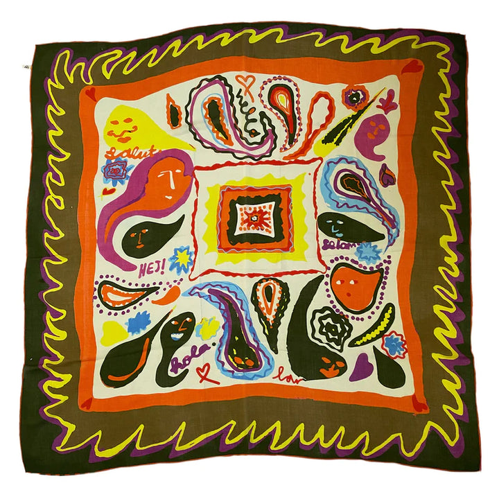 Paisley Khaki Wool Scarf