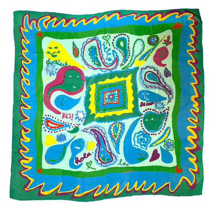 Paisley Blue Wool Scarf