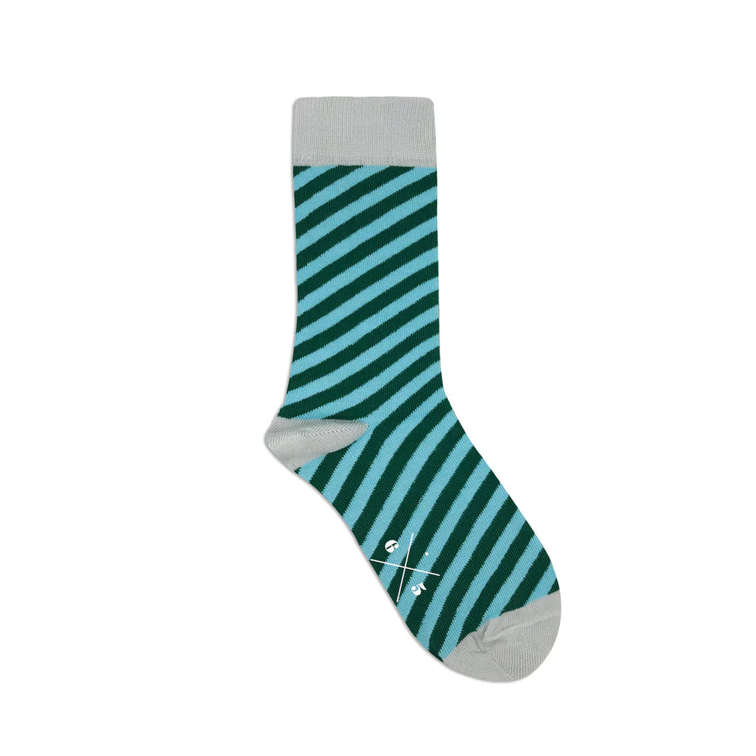 DIAGONAL BLUE GREEN Blue Green Striped Patterned Unisex Socks