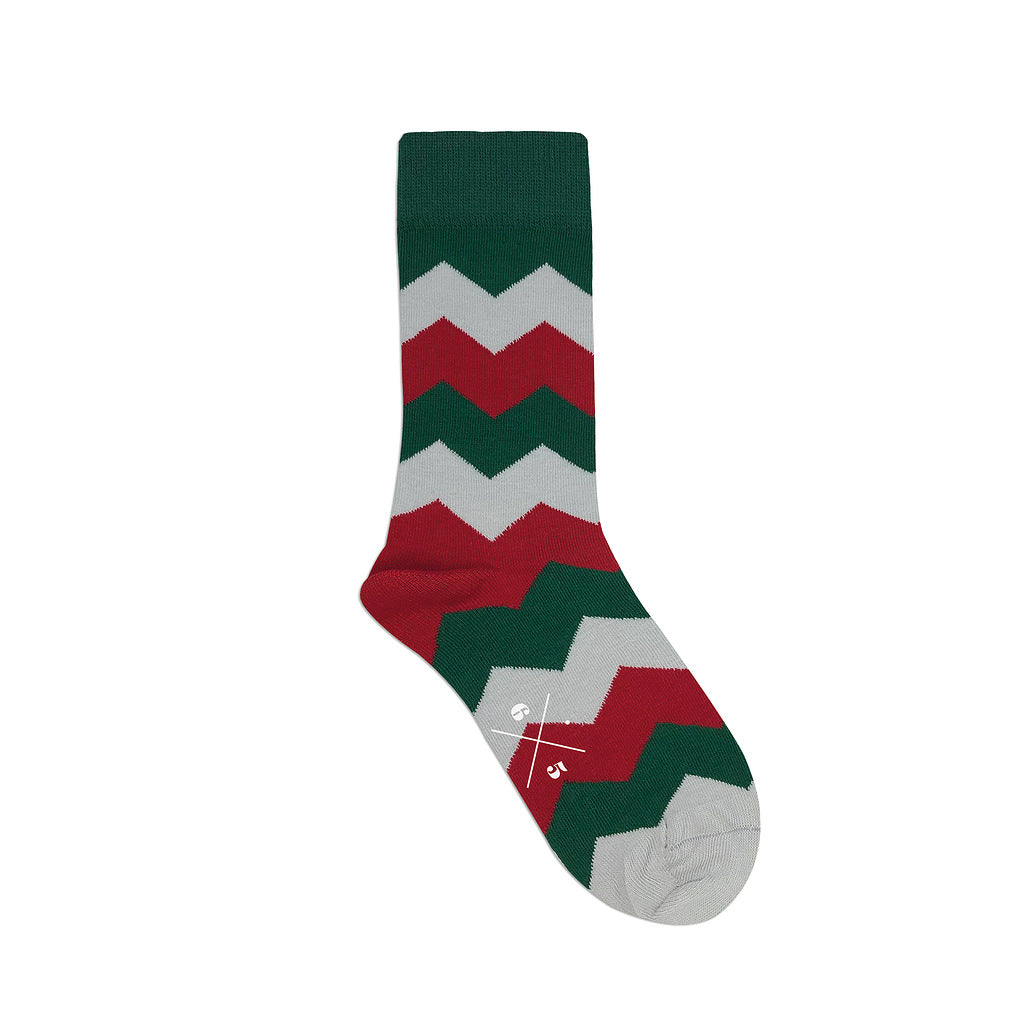 CHEVRON XMAS Green Red Christmas Patterned Unisex Socks