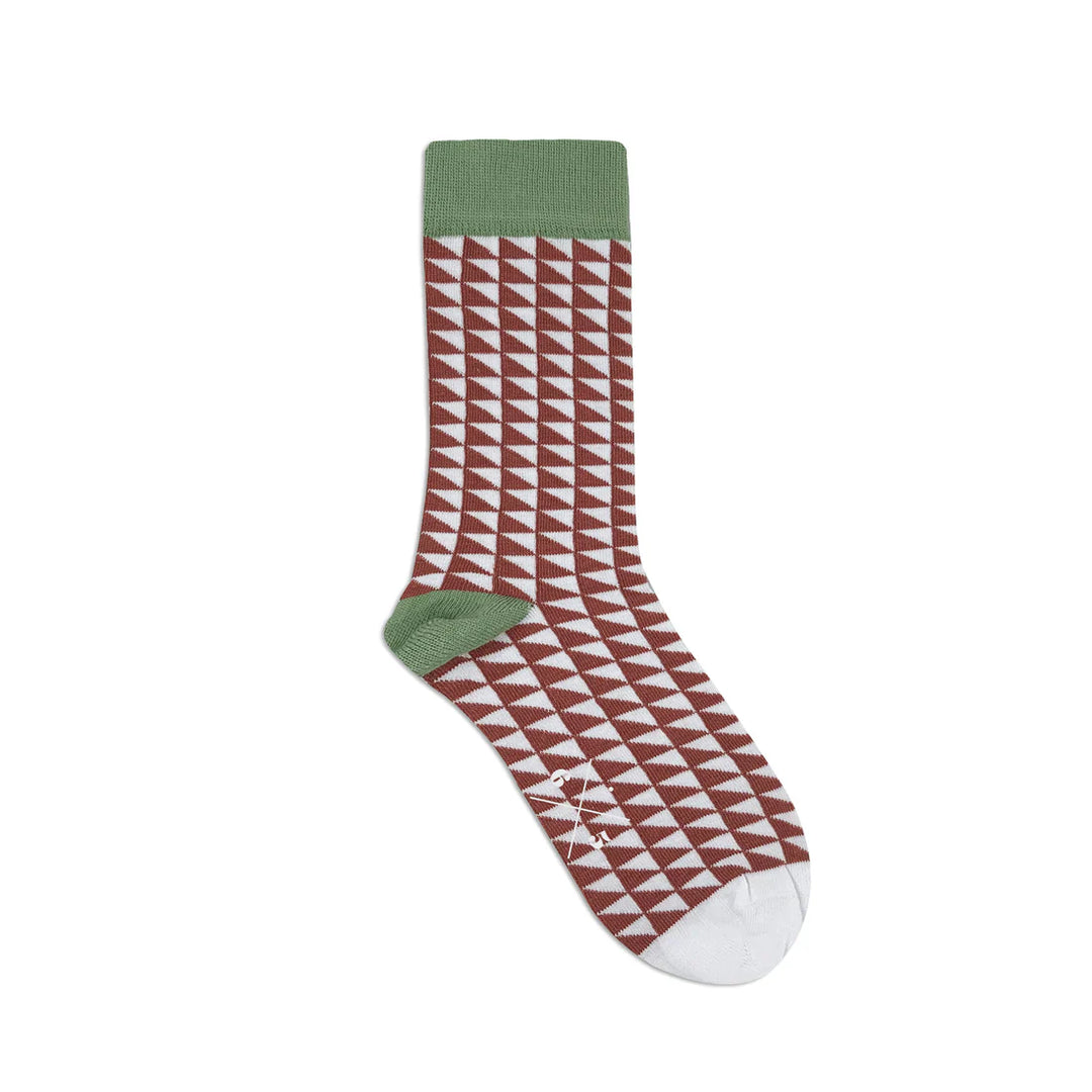 TWO TRIANGLES DARK ROSE Dark Pink Triangle Patterned Unisex Socks