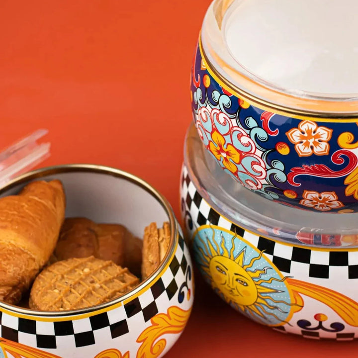 Mısharu 3 Pcs Enamel Chubby Storage Container Set