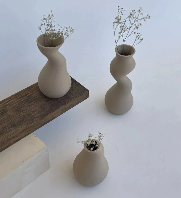 Wooden Nong Set of 3 Vase 3d Nature Friendly