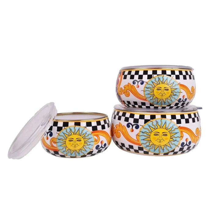 Mısharu 3 Pcs Enamel Chubby Storage Container Set