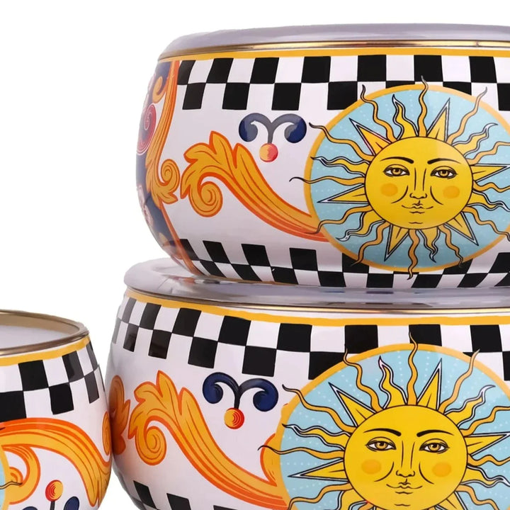 Mısharu 3 Pcs Enamel Chubby Storage Container Set