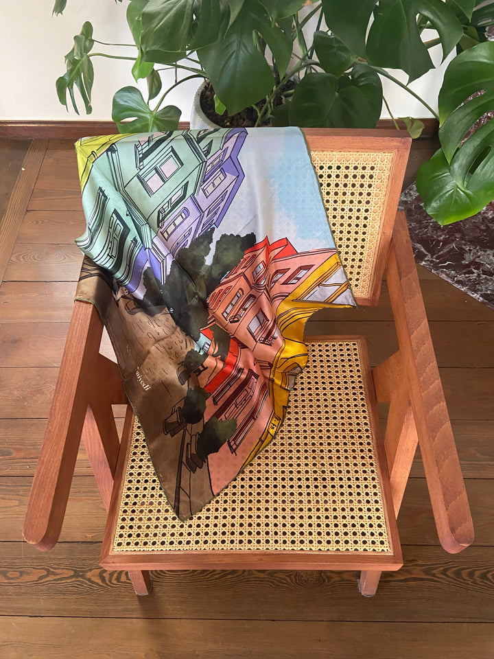 Kuzguncuk Houses Silk Scarf