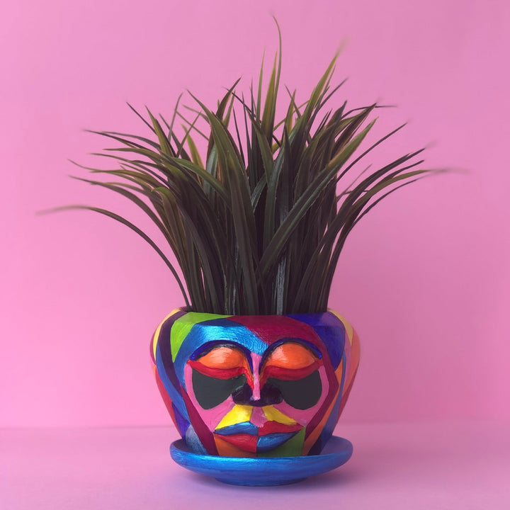 Sleepy Rainbow Head Pot