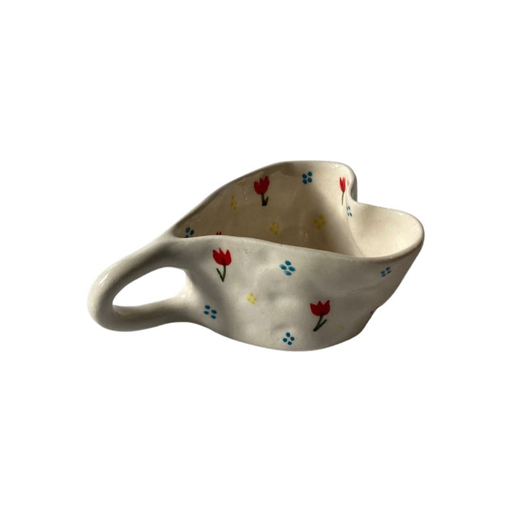 Flower Patterned Heart Cup