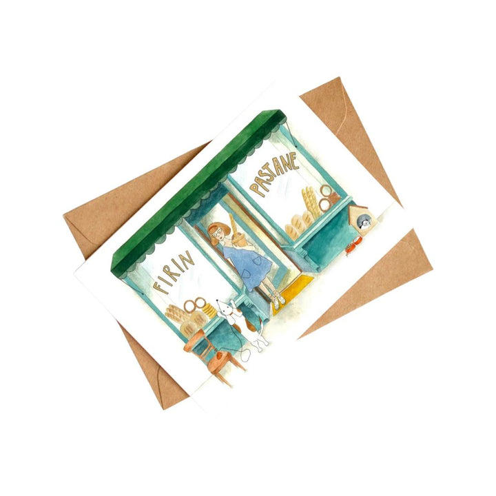 Watercolor Art Postcard Neighborhood Series Oven