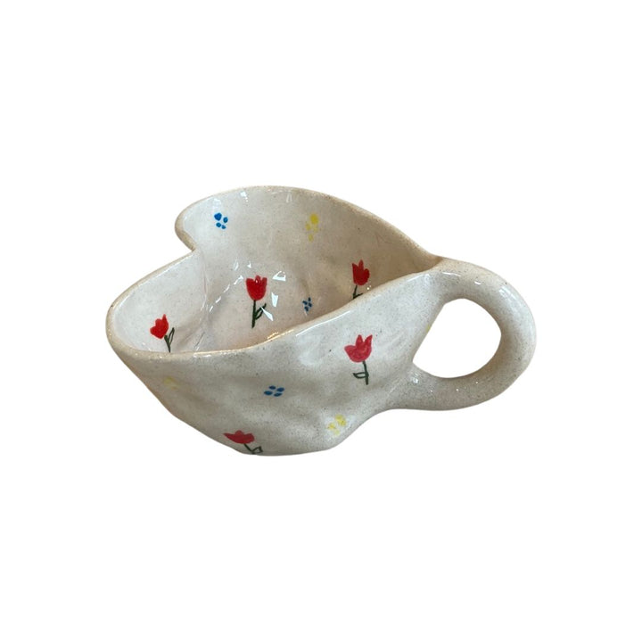Flower Patterned Heart Cup
