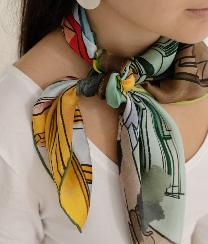 Kuzguncuk Houses Silk Scarf