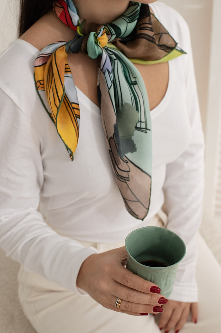 Kuzguncuk Houses Silk Scarf