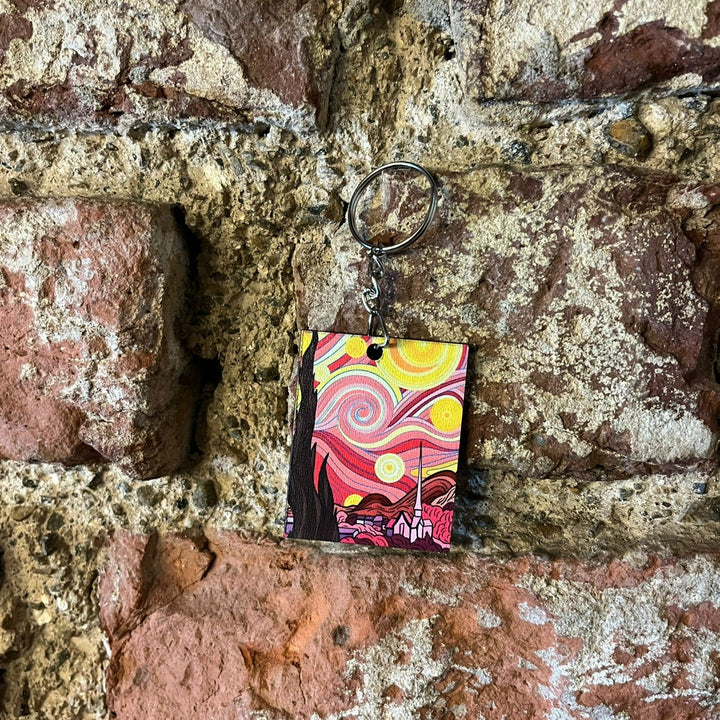 The Starry Night Pink Keychains