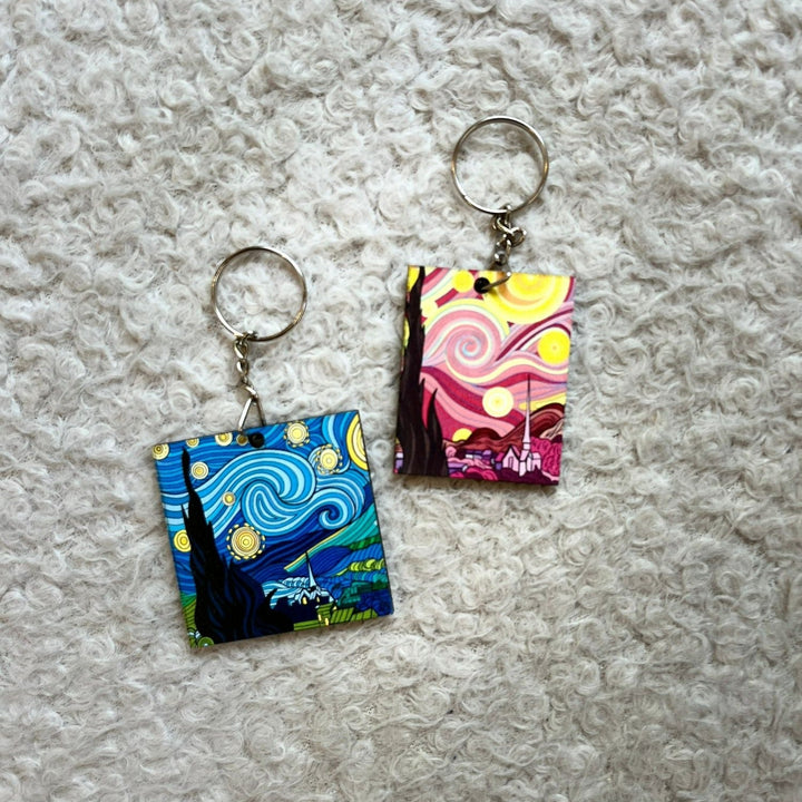 The Starry Night Pink Keychains