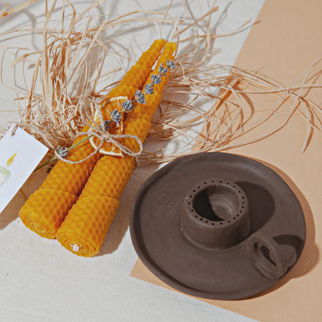 Diagonal 2-Pack Natural Beeswax Candle