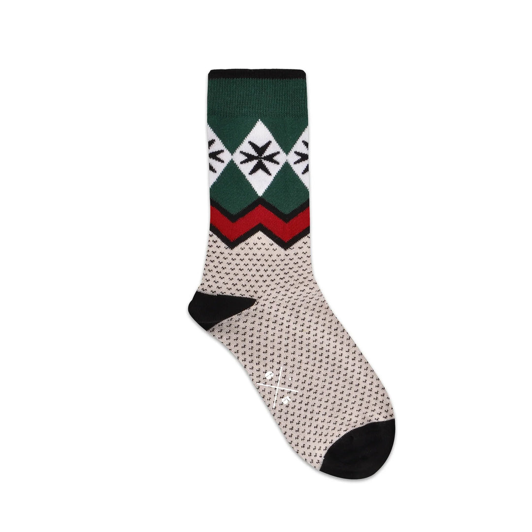 SNOWY XMAS Green Red Christmas Patterned Unisex Socks