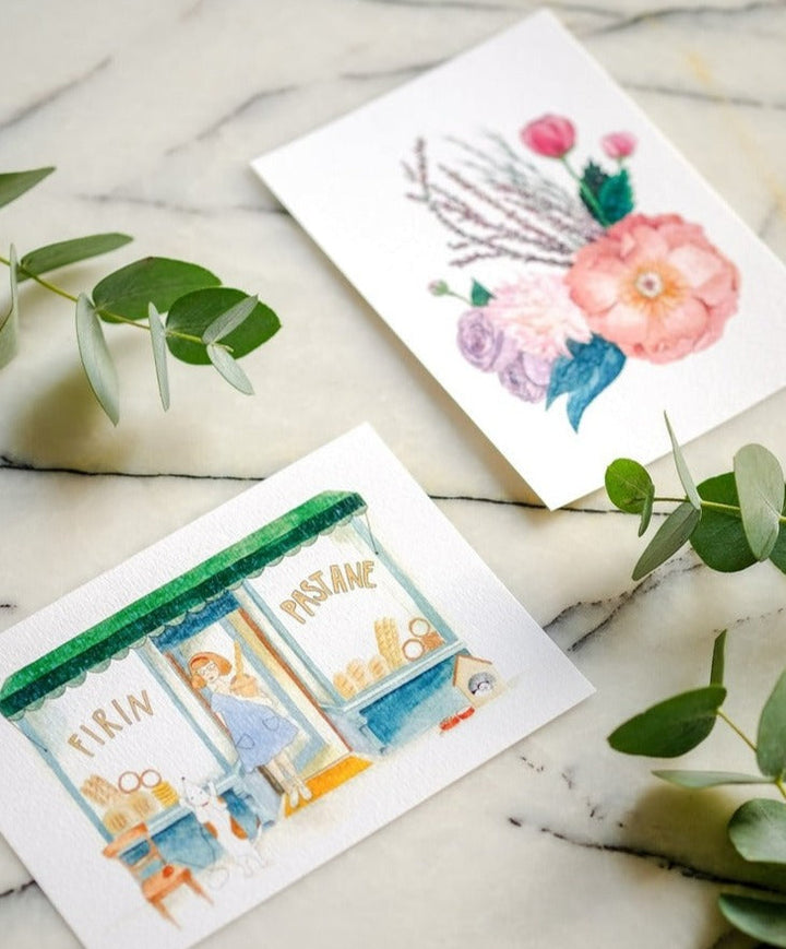 Watercolor Art Postcard Neighborhood Series Oven