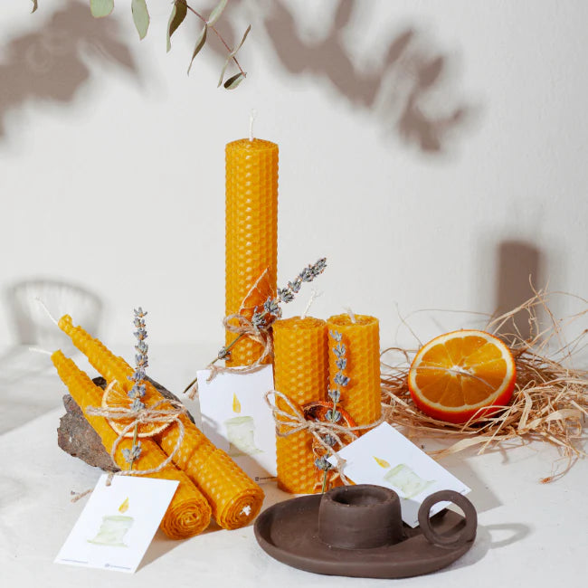 Medium Size 2 pcs Natural Beeswax Candles