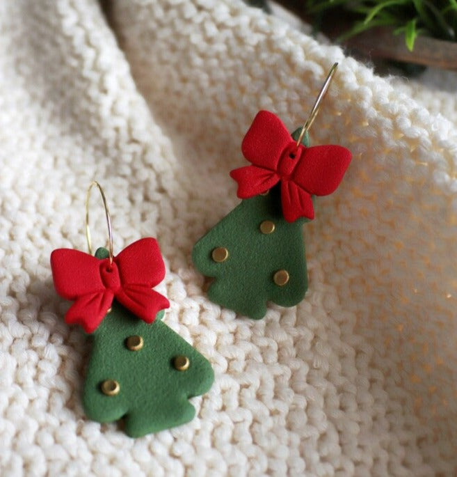 Christmas Tree with Ribbon Earring