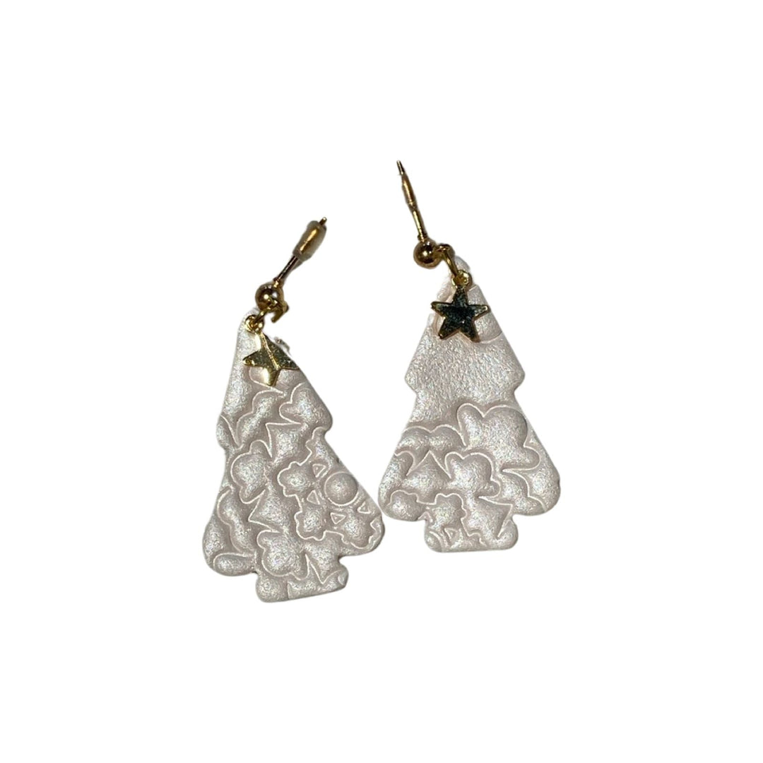 White Silver Pine Earring