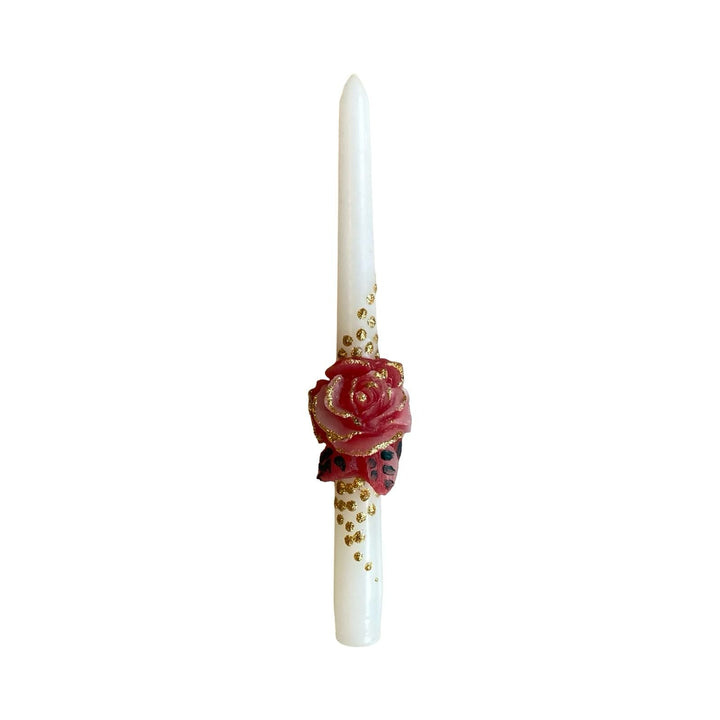 Hand Painted Candlestick Candle-Embossed