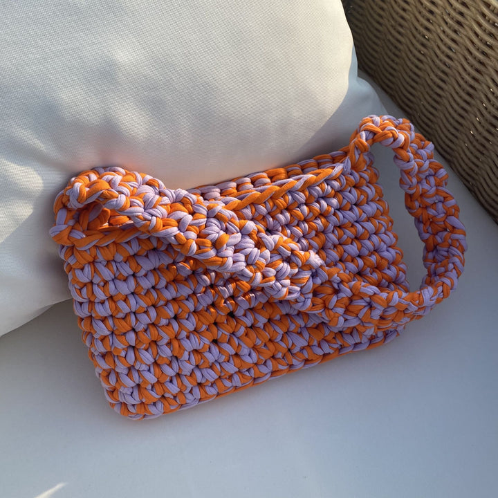 Knitted Bag Lilac - Orange