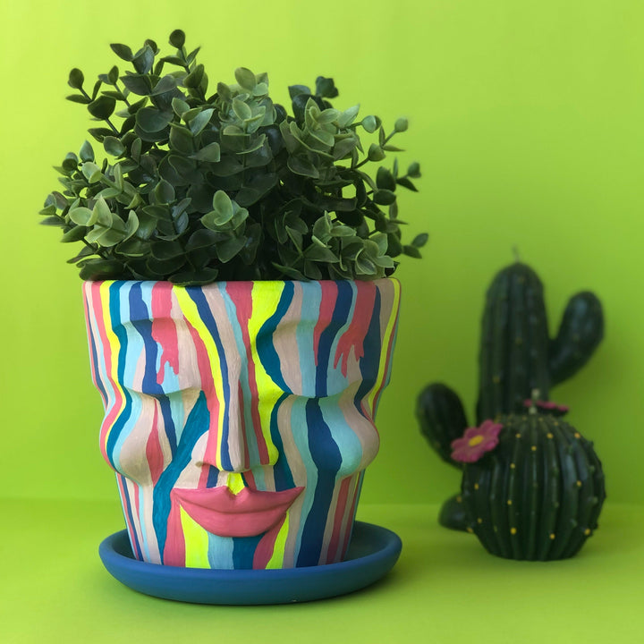 Multi-Colored Zebra-Patterned Head Pot