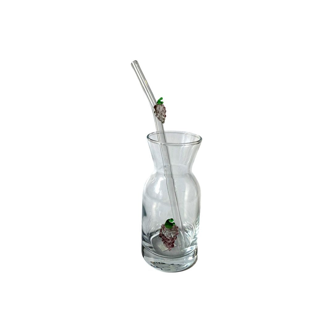 Grape Figured Presentation Carafe and Glass Straw Set