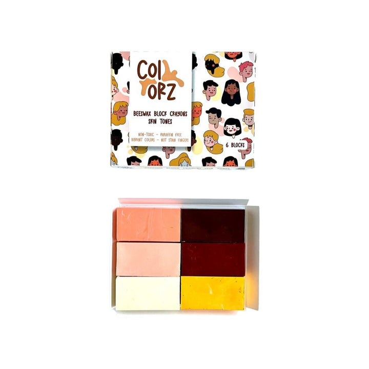 6 Pack Skin Colors Natural Wax Hard Block Crayon Set