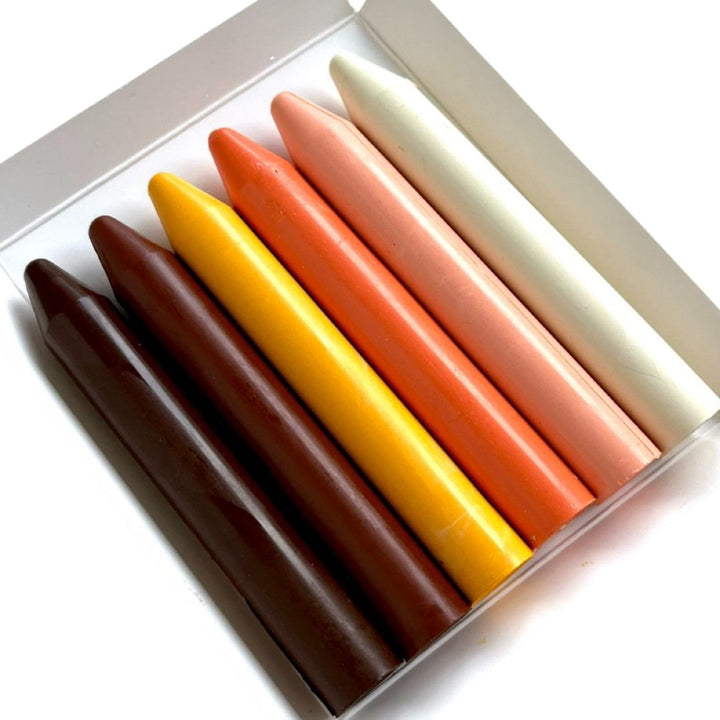 6 Pack Skin Colors Natural Wax Hard Pencil Crayon Set