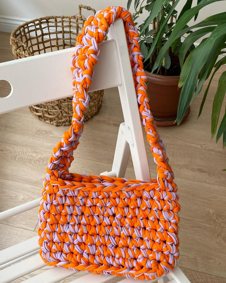 Knitted Bag Lilac - Orange