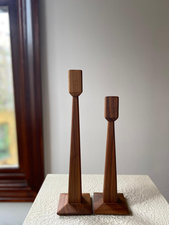 Egeid Walnut Wooden Candlestick