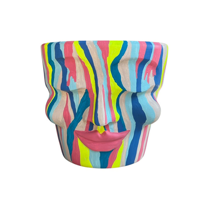 Multi-Colored Zebra-Patterned Head Pot