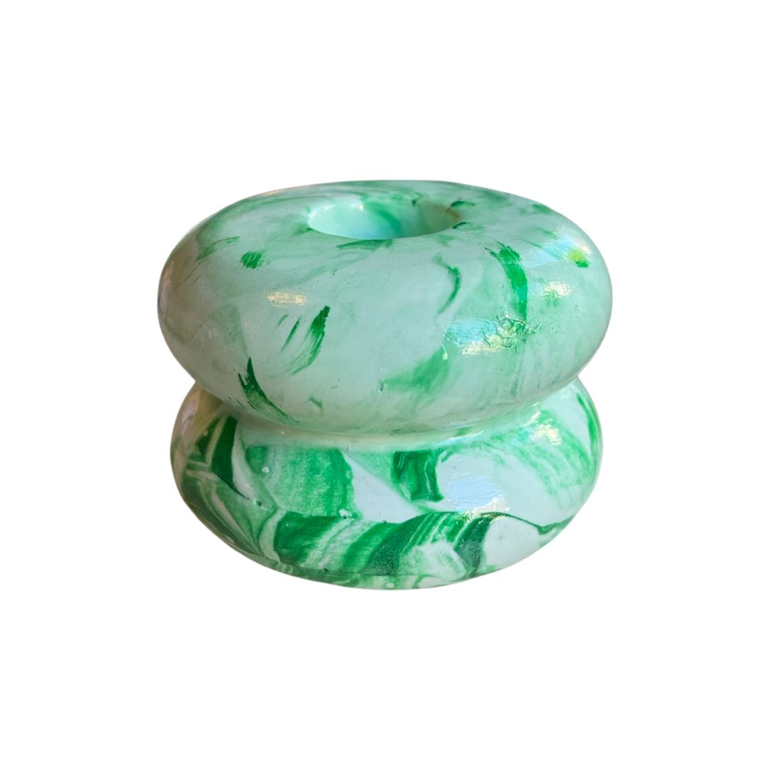 Limited Edition Donut Candle Holder Green