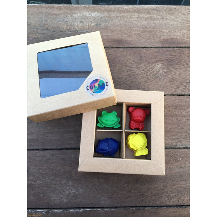 Basic Colors Wax Crayon Set with Animal Figures (4 Colors)