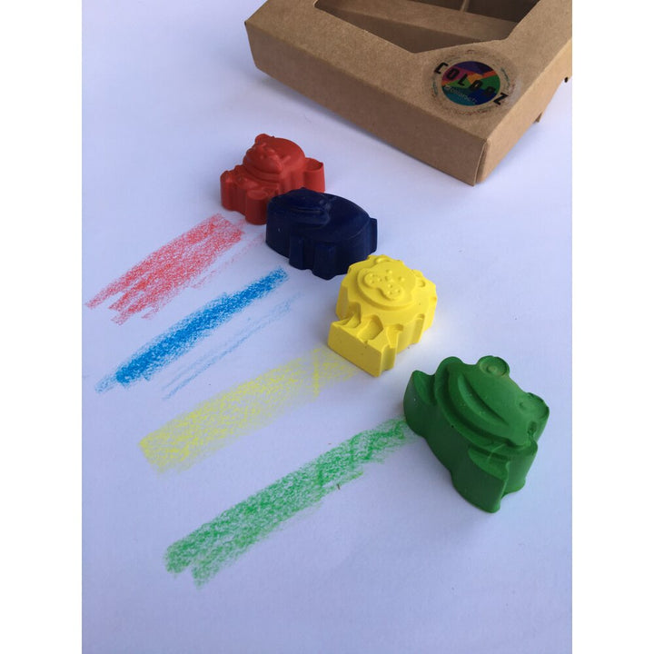 Basic Colors Wax Crayon Set with Animal Figures (4 Colors)