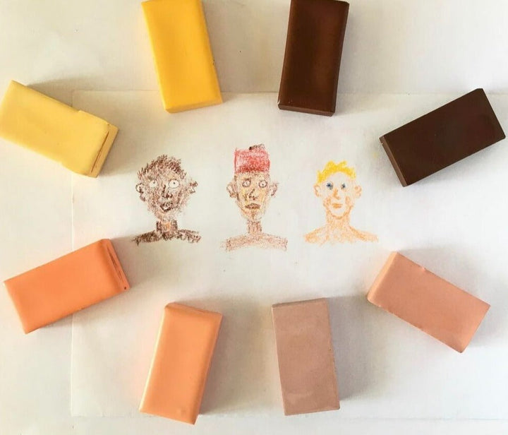 6 Pack Skin Colors Natural Wax Hard Block Crayon Set