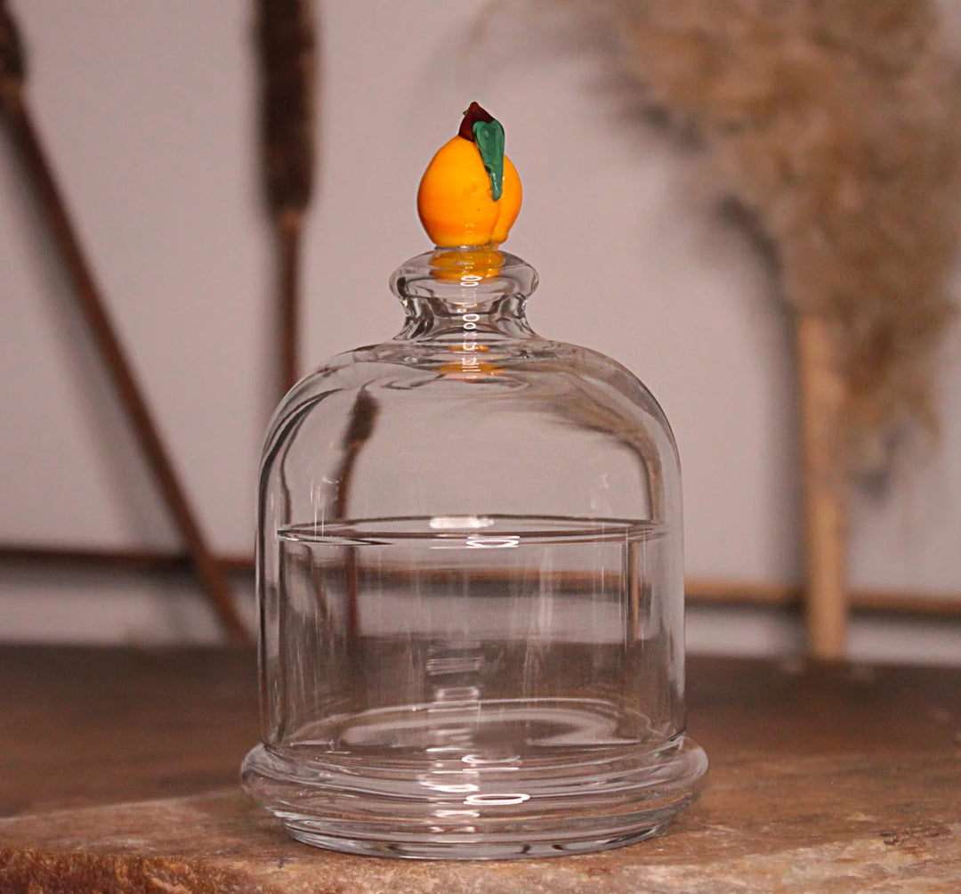 Apricot Figured Glass Lid Jam & Sugar Bowl