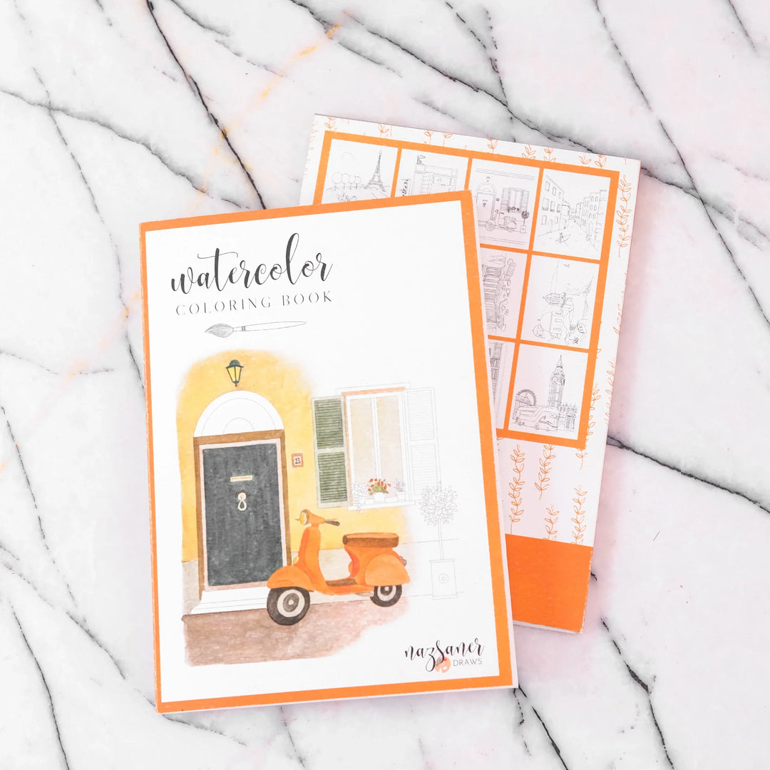 Watercolor Coloring Book Travel