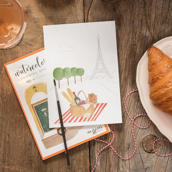 Watercolor Coloring Book Travel