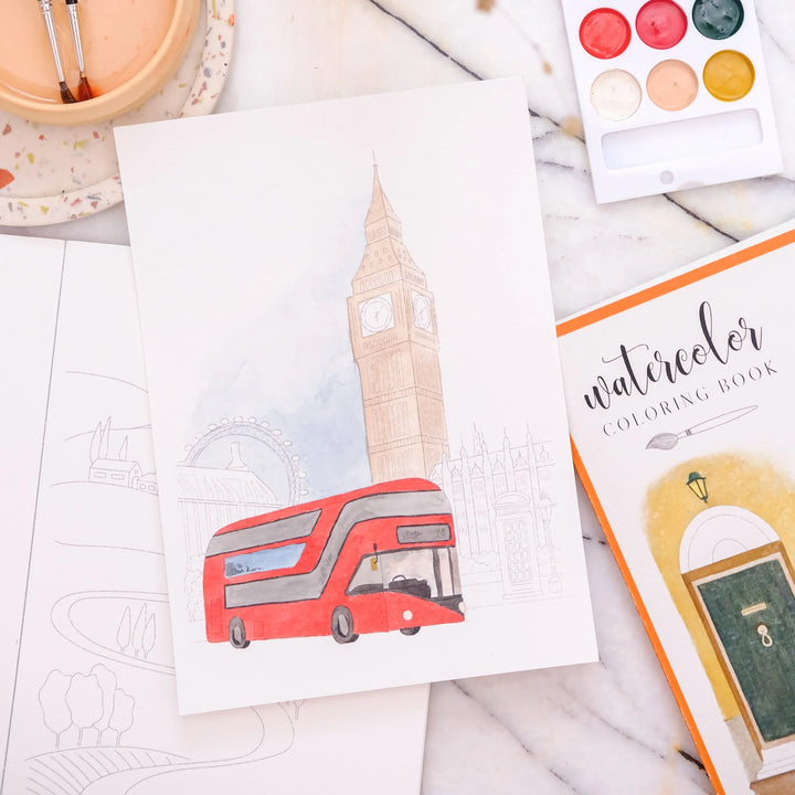 Watercolor Coloring Book Travel