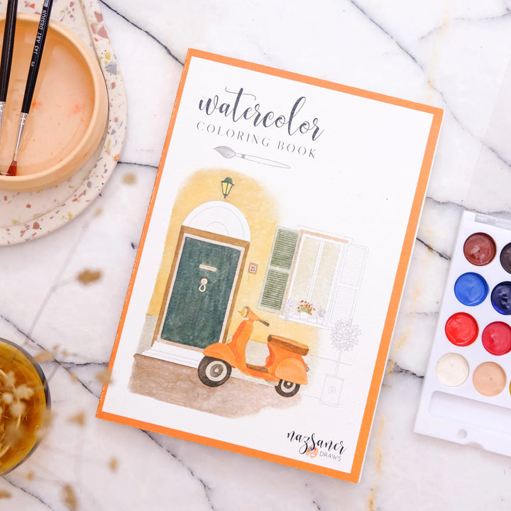 Watercolor Coloring Book Travel