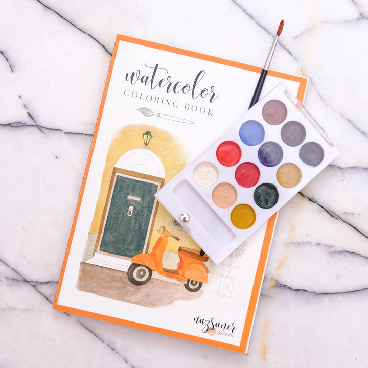 Watercolor Coloring Book Travel
