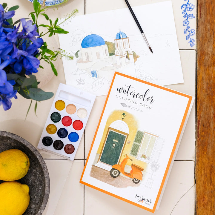Watercolor Coloring Book Travel
