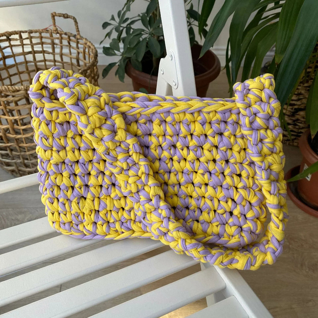 Knitted Bag Lilac - Yellow